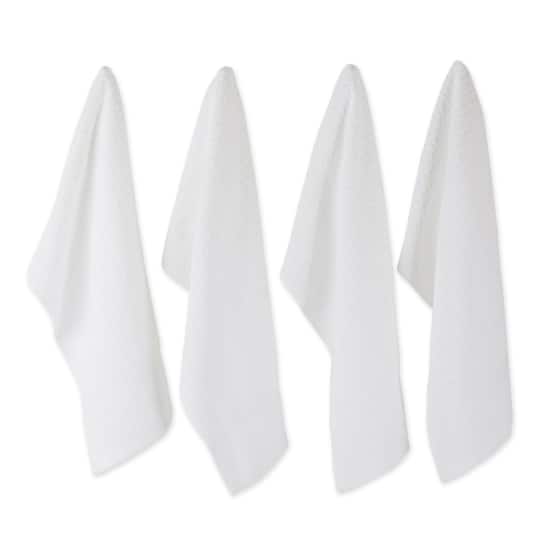 DII® Solid White Waffle Terry Dishtowel, 4ct.